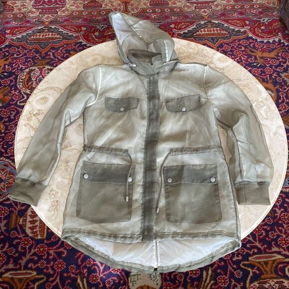 💐HOST PICK 💐 SFW Green Lightweight Hooded Spring Anorak Jacket Outerwear - Picture 10 of 15